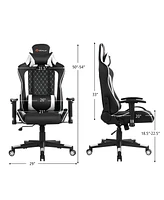 Massage Gaming Chair Reclining Racing w/Lumbar Support