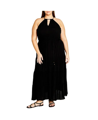 City Chic Plus Stacey Halter Neck Maxi Dress