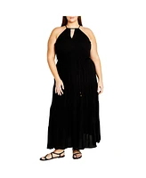 City Chic Plus Stacey Halter Neck Maxi Dress