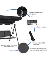 Costway Outdoor Patio Swing Canopy 3 Person Canopy Swing Chair Patio Hammock Black