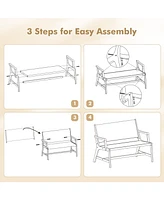 Slickblue Outdoor Acacia Wood Bench with Backrest and Armrests