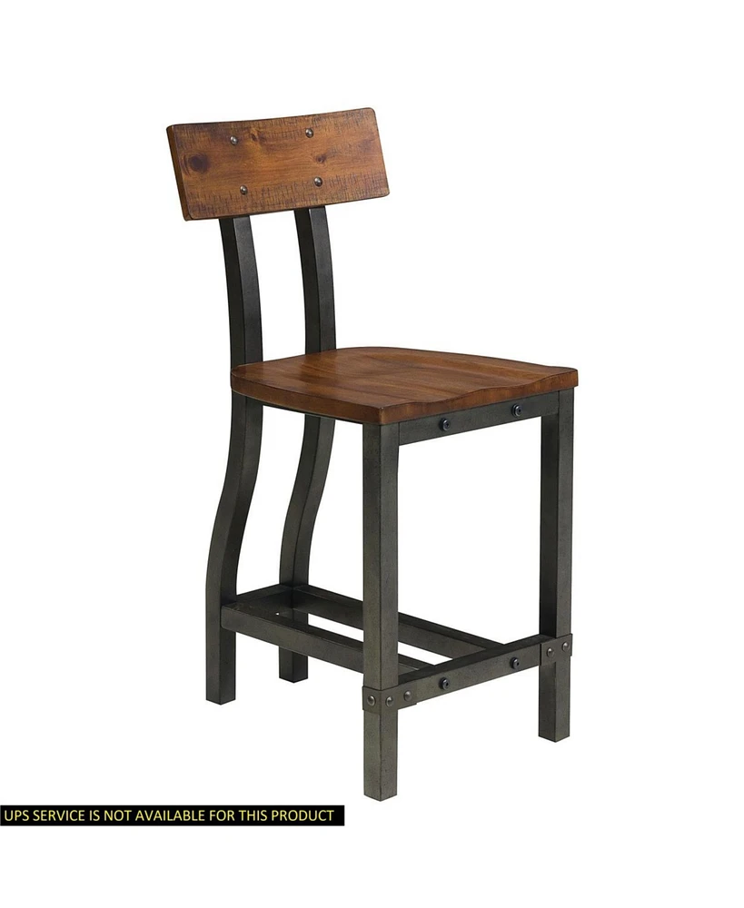 Simplie Fun 2 Piece Set Rustic Brown & Gunmetal Counter Chairs