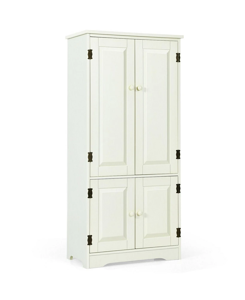 Slickblue Accent Floor Storage Cabinet with Adjustable Shelves Antique 2-Door-Cream White