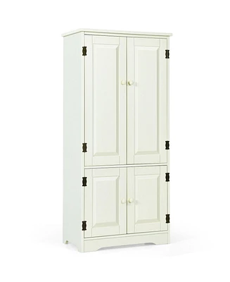 Slickblue Accent Floor Storage Cabinet with Adjustable Shelves Antique 2-Door-Cream White