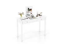 Slickblue Vanity Desk Makeup Dressing Table with Flip Top Mirror and Drawers-White