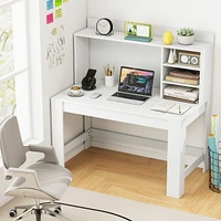 Gymax Home Office Computer Desk Study Table Writing Workstation Hutch Cable Hole White