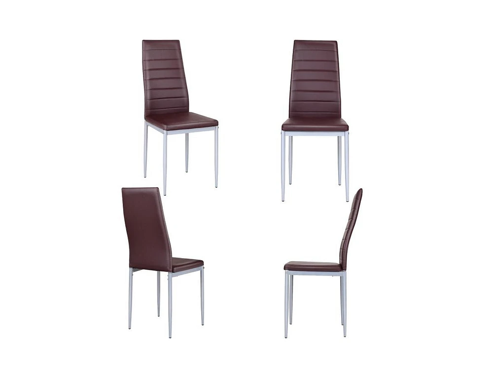 Set of 4 Pvc Leather Dining Chairs with Solid Metal Legs for Kitchen or Room