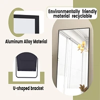 Homlux Black 64"x21" Full-Length Rectangle Nano Glass Mirror, Standing or Wall-Mounted