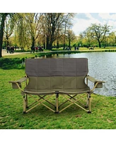 Slickblue Oversized Camping Chair Folding Loveseat Camping Couch with Cup Holders & Thick Padding