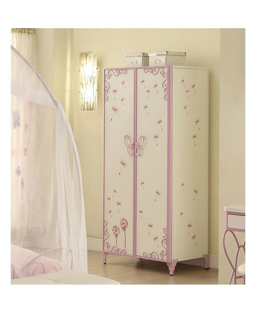 Streamdale Furniture Priya Ii Armoire In White & Light Purple