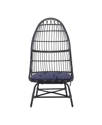 Modern Basket Chair Grid Design, Faux Rattan, Metal Frame, Cozy Comfort