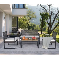 Streamdale Furniture Versatile Outdoor Patio Conversation Set with Rattan and Acacia Wood