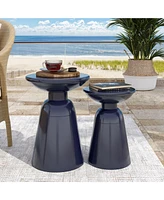 Streamdale Furniture Modern Pedestal Side Table Set Sophisticated Flair