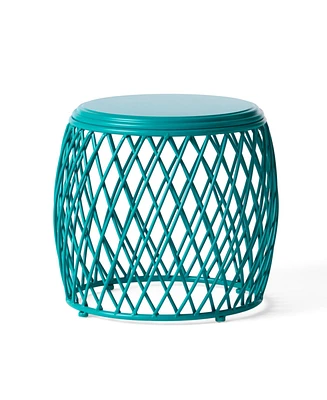 Colorful Lattice Iron Side Table for Patio Decor