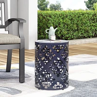 Modern Iron Cut Side Table with Cylindrical Design