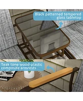 Breezy Glider Loveseat with Built-In Table for Patio Conversations