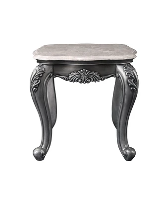 Simplie Fun Ariadne End Table, Marble & Platinum