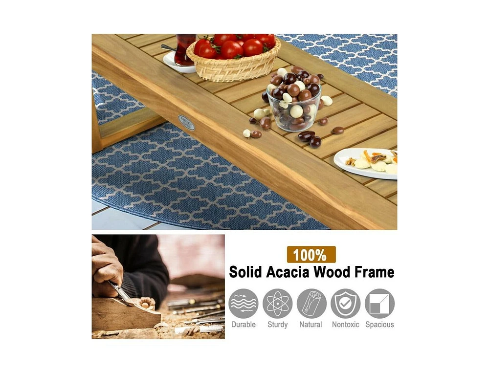Slickblue 52 Inch Acacia Wood Dining Bench with Slatted Seat