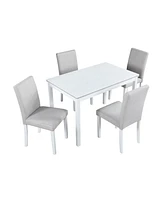 Streamdale Furniture Elegant 5-Piece Dining Set with Acrylic Crystals and Upholstered Chairs