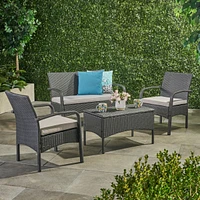 Streamdale Furniture Cozy Cordoba Brown Pe Rattan Chat Set Style and Relaxation All Year