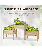 Elevated 2-Tiered Fir Wood Garden Bed with Drainage Holes (72.5" L x 17.75" W x 31.5" H)