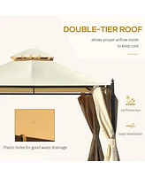 Elegant Double Canopy Gazebo with Privacy Curtains and Stylish Motifs