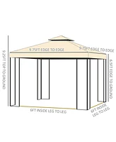 Streamdale Furniture Elegant 10x10 Gazebo Tent with Canopy, Mesh Walls, and Steel Frame