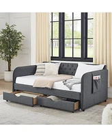 Streamdale Furniture Mid-Century Twin to King Daybed with Storage Drawers, 132lbs Weight Capacity