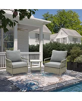 Mondawe 3-Piece Outdoor Patio Rattan Wicker Patio Conversation Set for Garden Backyard
