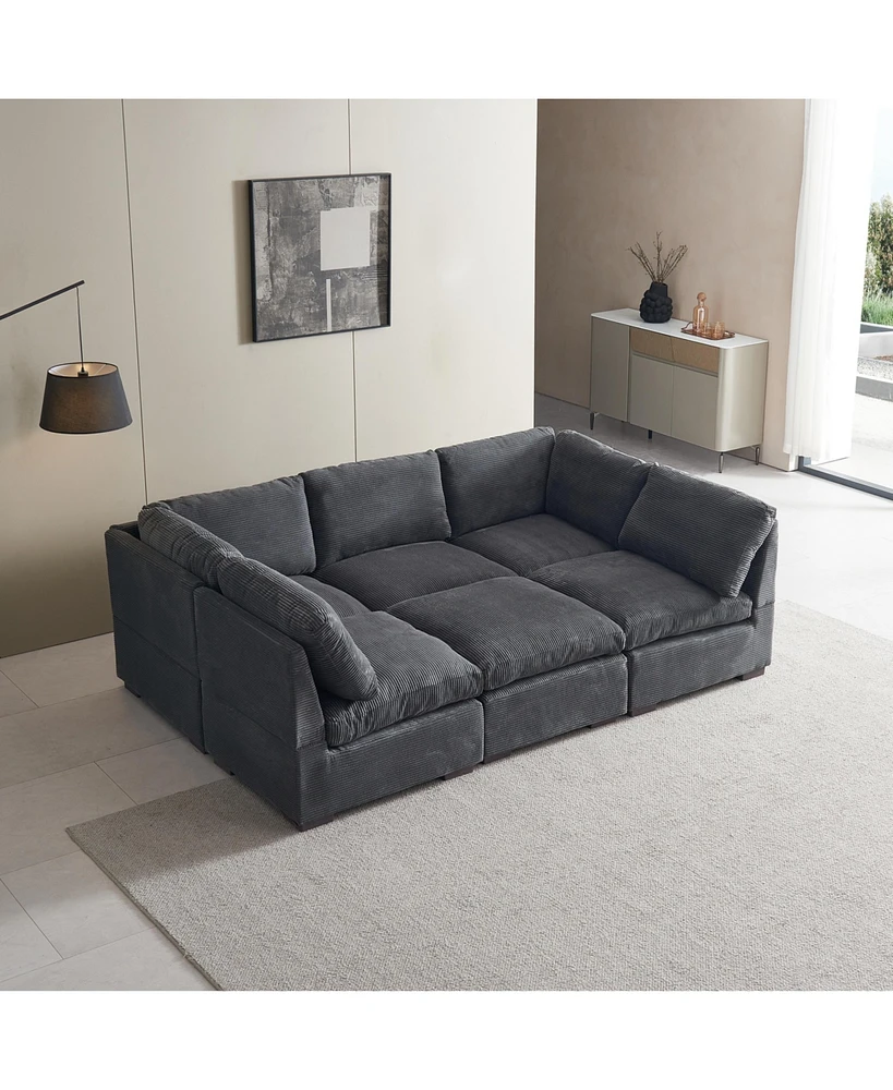 Streamdale Furniture Modular Velvet Sofa Set (6-Piece) | Customizable Seating for Pure Comfort