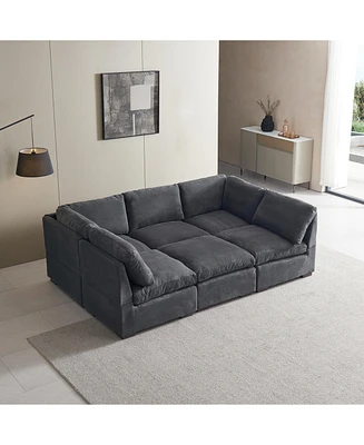 Simplie Fun Modular Velvet Sofa Set (6-Piece) | Customizable Seating for Pure Comfort