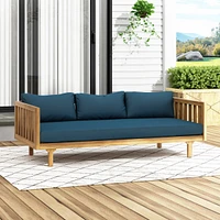 Acacia Wood Daybed with Slat Paneling and Water-Resistant Cushions