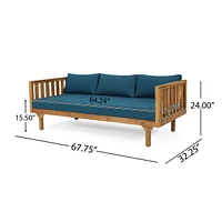 Streamdale Furniture Acacia Wood Daybed with Slat Paneling and Water-Resistant Cushions