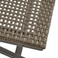 Stylish Acacia Bistro Set: Woven Wicker, Durable Wood, Foldable, Ready-to-Enjoy