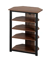 Homcom Wooden Home Entertainment Center with Storage, Living Room Storage, Brown