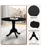 Slickblue Wooden Dining Table with Round Tabletop and Curved Trestle Legs