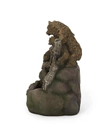 Simplie Fun Bear Family Cascade Outdoor Fountain with Led Lights