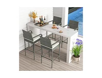 Slickblue All Weather Pe Rattan Bar Chairs Set of 4 with Armrests and Seat Cushions for Porch Backyard