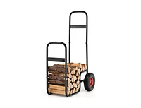 Slickblue Firewood Log Cart Carrier with Wear-Resistant and Shockproof Rubber Wheels