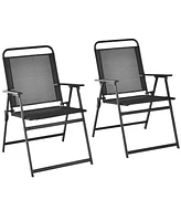 Slickblue Outdoor Folding Chairs with Breathable Seat-Set of 2