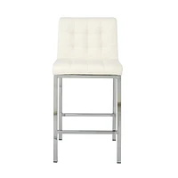 Modern Design High Counter Stool Electroplated Leg Kitchen Restaurant White Pu Bar Chair(Set Of 2)