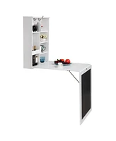 Streamdale Furniture Versatile Foldable Wall-Mounted Desk with Blackboard and Ample Storage