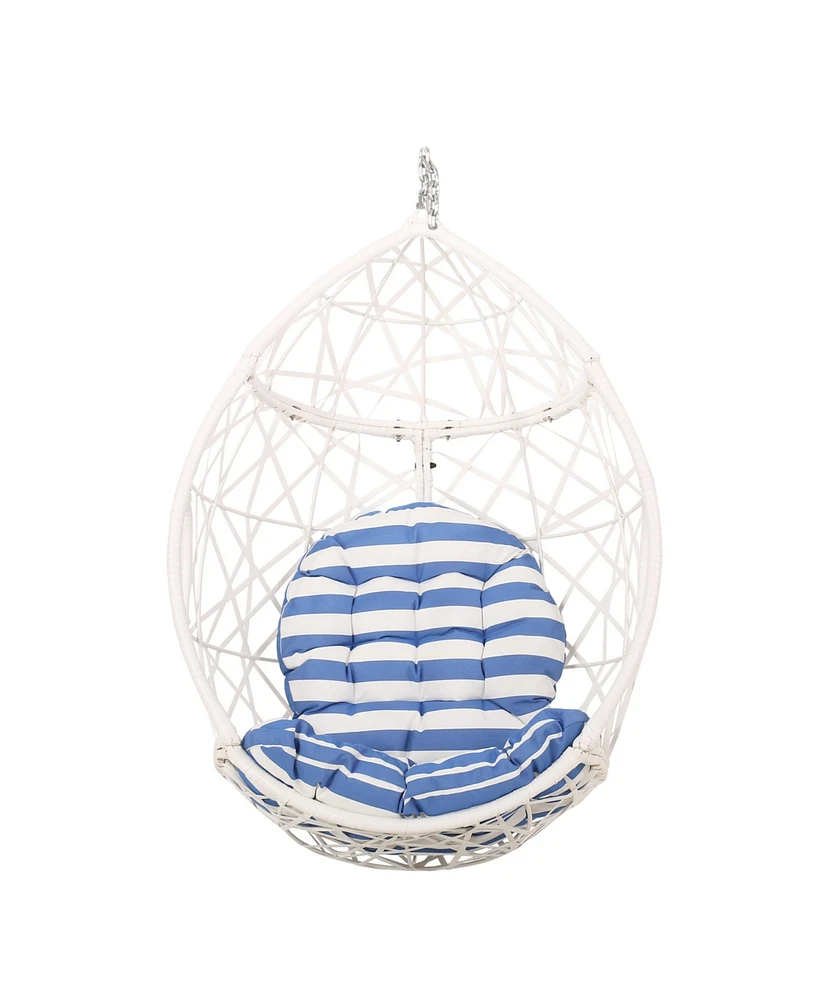 Simplie Fun Chic Hanging Chair Teardrop Wicker, Plush Cushions, Transitional Style