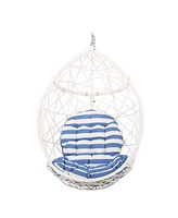 Simplie Fun Chic Hanging Chair Teardrop Wicker, Plush Cushions, Transitional Style