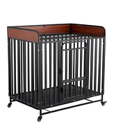 Streamdale Furniture Premium Steel and Wood Pet Cage Durable, Ventilated, and Spacious