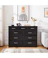 Simplie Fun 9-Drawer Modern Farmhouse Storage Cabinet in Black (47.2" W x 15.8" D x 34.6" H)