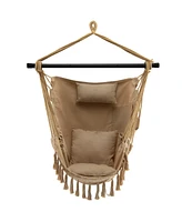 Slickblue Hanging Rope Swing Chair with Soft Pillow and Cushions