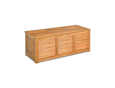 Slickblue 47 Gallon Acacia Wood Storage Bench Box for Patio Garden Deck