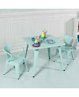 Slickblue 27'' Kids Square Steel Table Play Learn Activity Table-Blue