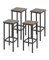 Slickblue Set of 4 Bar Stool Set 26" Bar Chair with Metal Legs and Footrest